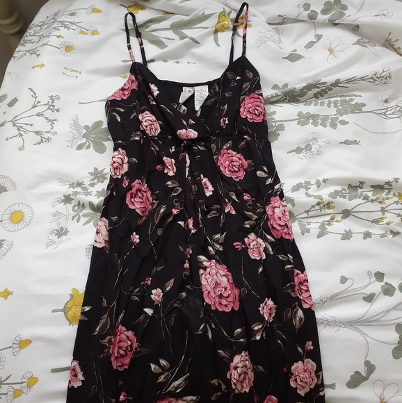 ❤ Black and Pink Floral Summer Maxidress S - Picture 3 of 5